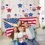 YQUQWN 48 PCS 4th of July Hangings Swirl Decorations, Independence Day Patriotic Party Supplies, No DIY Ceiling Streamers Decor for Holiday Birthday Wedding Veteran Day Tree Red White Blue Decorations
