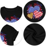 VVNTY American Flag Heart Shirt Women Patriotic T-Shirt 4th of July Graphic Tees Shirts USA Flag Star Stripe Tops