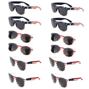 SIEYEWER American Flag Sunglasses – 4/8/12 Pack Patriotic Shades for July 4th, Memorial Day, Party Favors, Independence Day Parade, USA Flag Themed Glasses for Adults and Kids