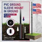 Hooomyai 25FT Telescopic Flag Pole Kit, 16 Gauge Heavy Duty Aluminum Telescoping Flagpole Kit, Outside House In Ground Flagpoles with 3x5 USA 2 Fly Flags & Black Ball Top for Residential, Black