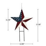 Metal American Star Yard Sign Outdoor Garden Stake Decor Patriotic Star Barn Ornaments US Flag Barn Star Decorative Yard Signs Stakes Lawn Art Sign for 4th of July Memorial Veterans Day