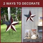 Metal American Star Yard Sign Outdoor Garden Stake Decor Patriotic Star Barn Ornaments US Flag Barn Star Decorative Yard Signs Stakes Lawn Art Sign for 4th of July Memorial Veterans Day