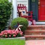 Metal American Star Yard Sign Outdoor Garden Stake Decor Patriotic Star Barn Ornaments US Flag Barn Star Decorative Yard Signs Stakes Lawn Art Sign for 4th of July Memorial Veterans Day