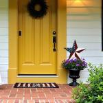 Metal American Star Yard Sign Outdoor Garden Stake Decor Patriotic Star Barn Ornaments US Flag Barn Star Decorative Yard Signs Stakes Lawn Art Sign for 4th of July Memorial Veterans Day