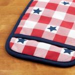 MARTHA STEWART Americana Star Gihgham Oven Mitt & Pot Holder Set, 100% Cotton, Heat Resistant, Patriotic USA America Decor, Red/White/Blue, 7"x13" & 7"x10"