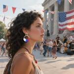 Raffia Hoop Earrings for Women Boho 4th of July Patriotic Earrings Statement USA Independence Day Earrings the United Rattan Dangle Drop Earring Trendy American Jewelry Accessories