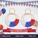 Raffia Hoop Earrings for Women Boho 4th of July Patriotic Earrings Statement USA Independence Day Earrings the United Rattan Dangle Drop Earring Trendy American Jewelry Accessories
