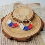 Raffia Hoop Earrings for Women Boho 4th of July Patriotic Earrings Statement USA Independence Day Earrings the United Rattan Dangle Drop Earring Trendy American Jewelry Accessories