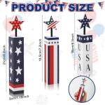 COCHIE 4th of July Decorations Set, Red White Blue Decor, Wooden Patriotic Memorial Day Tiered Tray Decor, Labor Day Decorations, Fourth of July Decoration for Home Office Table (Flag Printed)