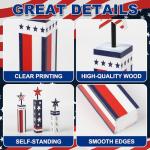 COCHIE 4th of July Decorations Set, Red White Blue Decor, Wooden Patriotic Memorial Day Tiered Tray Decor, Labor Day Decorations, Fourth of July Decoration for Home Office Table (Flag Printed)