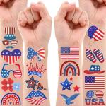 Fourth Of July Patriotic Temporary Tattoos - Memorial Day Decorations Party Favors 4th of July Decorations Party Supplies 4th of July Gift Patriotic Accessories Independence Day Red White Blue USA