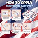 Fourth Of July Patriotic Temporary Tattoos - Memorial Day Decorations Party Favors 4th of July Decorations Party Supplies 4th of July Gift Patriotic Accessories Independence Day Red White Blue USA