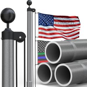 KBLOONG 30FT Heavy Duty Flag Pole for Outside House,Gray 11-Gauge Thick Design,Aerospace-Grade Aluminum Flagpole Kit,3x5 Embroidered Nylon Flag,120MPH Wind Rated Flagpoles, In-Ground