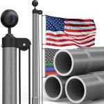 KBLOONG 30FT Heavy Duty Flag Pole for Outside House,Gray 11-Gauge Thick Design,Aerospace-Grade Aluminum Flagpole Kit,3x5 Embroidered Nylon Flag,120MPH Wind Rated Flagpoles, In-Ground