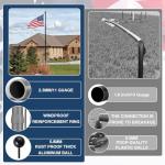 KBLOONG 30FT Heavy Duty Flag Pole for Outside House,Gray 11-Gauge Thick Design,Aerospace-Grade Aluminum Flagpole Kit,3x5 Embroidered Nylon Flag,120MPH Wind Rated Flagpoles, In-Ground