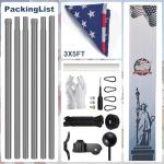 KBLOONG 30FT Heavy Duty Flag Pole for Outside House,Gray 11-Gauge Thick Design,Aerospace-Grade Aluminum Flagpole Kit,3x5 Embroidered Nylon Flag,120MPH Wind Rated Flagpoles, In-Ground