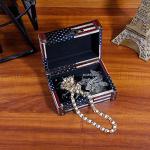 WaaHome Treasure Box 5'' Small Decorative Box Wood Jewelry Keepsakes Box with Lids for Home Decorations (American Flag)