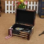 WaaHome Treasure Box 5'' Small Decorative Box Wood Jewelry Keepsakes Box with Lids for Home Decorations (American Flag)