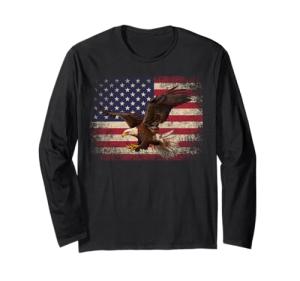 Bald Eagle 4th of July Christmas Gift American Flag Country Long Sleeve T-Shirt