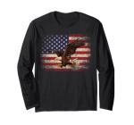 Bald Eagle 4th of July Christmas Gift American Flag Country Long Sleeve T-Shirt