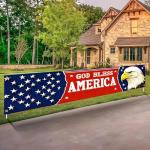BlissYard God Bless America Banner 4th of July Decorations Eagle National Independence Day Yard Sign Banner 118 x 20 inch Hanging Decor Porch Balcony Backyard Lawn Garden Memorial Day Decor