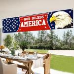 BlissYard God Bless America Banner 4th of July Decorations Eagle National Independence Day Yard Sign Banner 118 x 20 inch Hanging Decor Porch Balcony Backyard Lawn Garden Memorial Day Decor