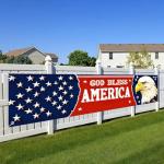 BlissYard God Bless America Banner 4th of July Decorations Eagle National Independence Day Yard Sign Banner 118 x 20 inch Hanging Decor Porch Balcony Backyard Lawn Garden Memorial Day Decor