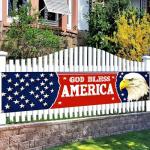 BlissYard God Bless America Banner 4th of July Decorations Eagle National Independence Day Yard Sign Banner 118 x 20 inch Hanging Decor Porch Balcony Backyard Lawn Garden Memorial Day Decor