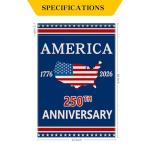 250 Anniversary Garden Flag, America 250th Anniversary Banner USA 4th of July Patriotic Freedom Yard Sign Double-Sided Waterproof Flag 12x18 Inch