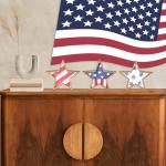 COCHIE 4th of July Decorations Wooden Stars, Patriotic Memorial Day Star Tiered Tray Decor Set of 3, Fourth of July Red White Blue Decoration for Home Office Table Shelf (Flag Retro)