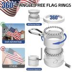 ZNNOPAX Ameriican Flag Pole Kit, Flag Pole with 3x5ft American Flag, 5 Ft Aluminum No Tangle Spinning Pole and Multi-Position Flag Pole Bracket (Silver)