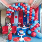 Red and Blue Balloons, 50pcs 12 Inch Navy Pearl Light Latex Balloon Confetti for Birthday Britain Sporting White 4th of July Independence Day Party Decorations