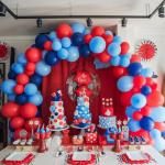 Red and Blue Balloons, 50pcs 12 Inch Navy Pearl Light Latex Balloon Confetti for Birthday Britain Sporting White 4th of July Independence Day Party Decorations
