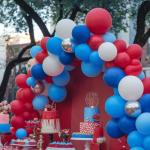 Red and Blue Balloons, 50pcs 12 Inch Navy Pearl Light Latex Balloon Confetti for Birthday Britain Sporting White 4th of July Independence Day Party Decorations