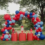 Red and Blue Balloons, 50pcs 12 Inch Navy Pearl Light Latex Balloon Confetti for Birthday Britain Sporting White 4th of July Independence Day Party Decorations