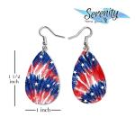 4th of July USA Dangle Earrings Set | Cute Girls Womens Jewelry Earings | Double Sided Print | Holiday Gifts | Independence Day Summer Decorations | Gnome Tie Dye Flag Red White Blue Patriotic