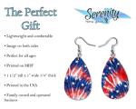 4th of July USA Dangle Earrings Set | Cute Girls Womens Jewelry Earings | Double Sided Print | Holiday Gifts | Independence Day Summer Decorations | Gnome Tie Dye Flag Red White Blue Patriotic