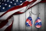 4th of July USA Dangle Earrings Set | Cute Girls Womens Jewelry Earings | Double Sided Print | Holiday Gifts | Independence Day Summer Decorations | Gnome Tie Dye Flag Red White Blue Patriotic