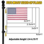 American Flag 3x5 FT with Pole Kit, 6FT Tangle Free Black Flagpole, Heavy Duty Spun Polyester US Flag with Embroidered Stars, Sewn Stripes, Brass Grommets, and Mounting Bracket for Outside House