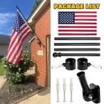 American Flag 3x5 FT with Pole Kit, 6FT Tangle Free Black Flagpole, Heavy Duty Spun Polyester US Flag with Embroidered Stars, Sewn Stripes, Brass Grommets, and Mounting Bracket for Outside House
