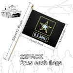LyButty 22 Pack All Branches Military Service Flags Set Small Mini Army Armed Forces Handheld Flag on Stick for Veterans Day,Memorial Day Decorations,5x8 Inch