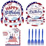 96Pcs Veterans Day Plates and Napkins Party Supplies Veterans Patriotic Party Decorations 4th of July Disposable Paper Plates American Flag Tableware Sets for Independence Memorial Day Serves 24