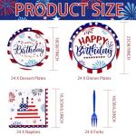 96Pcs Veterans Day Plates and Napkins Party Supplies Veterans Patriotic Party Decorations 4th of July Disposable Paper Plates American Flag Tableware Sets for Independence Memorial Day Serves 24