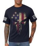 KESIHAN American Flag Skull Punisher Shirt Short Sleeve Men's Patriotic Graphic T-Shirt