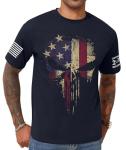 KESIHAN American Flag Skull Punisher Shirt Short Sleeve Men's Patriotic Graphic T-Shirt