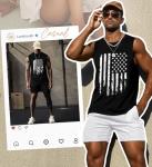 Indoner Mens Patriotic Tank Tops Graphic Sleeveless Shirts Workout Tanks for Men Summer Hawaiian Vacation Muscle T-Shirt Black