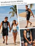 Indoner Mens Patriotic Tank Tops Graphic Sleeveless Shirts Workout Tanks for Men Summer Hawaiian Vacation Muscle T-Shirt Black