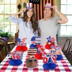 Memorial Day Decorations,12pcs Memorial Day Decor Honeycomb Centerpieces Blue and Red Patriotic Decorations Centerpieces for Memorial Day Party Decorations