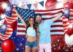 LTLYH 7x5ft Patriotic Backdrop for Photography American Flag and Balloon Veterans Day Background 4th of July Patriotic Party Decoration Photo Studio Booth Banner 104