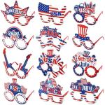 12 Pcs 4th of July Glasses Patriotic Party Sunglasses American Flag Eyewear for Independence Day Party Favors Red White and Blue Photo Booth Props for 4th of July Accessories Memorial Day Decorations